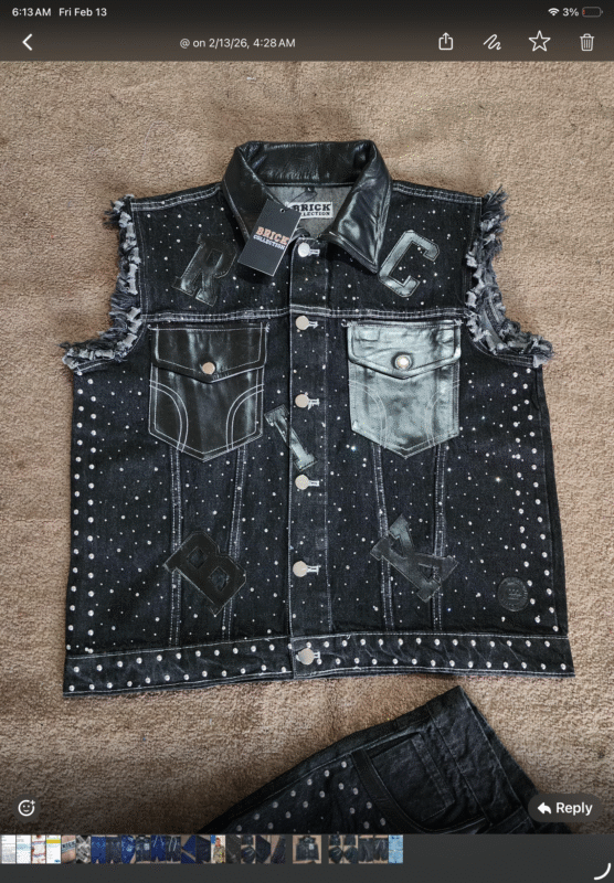 Brick collections Butter soft leather and denim short set